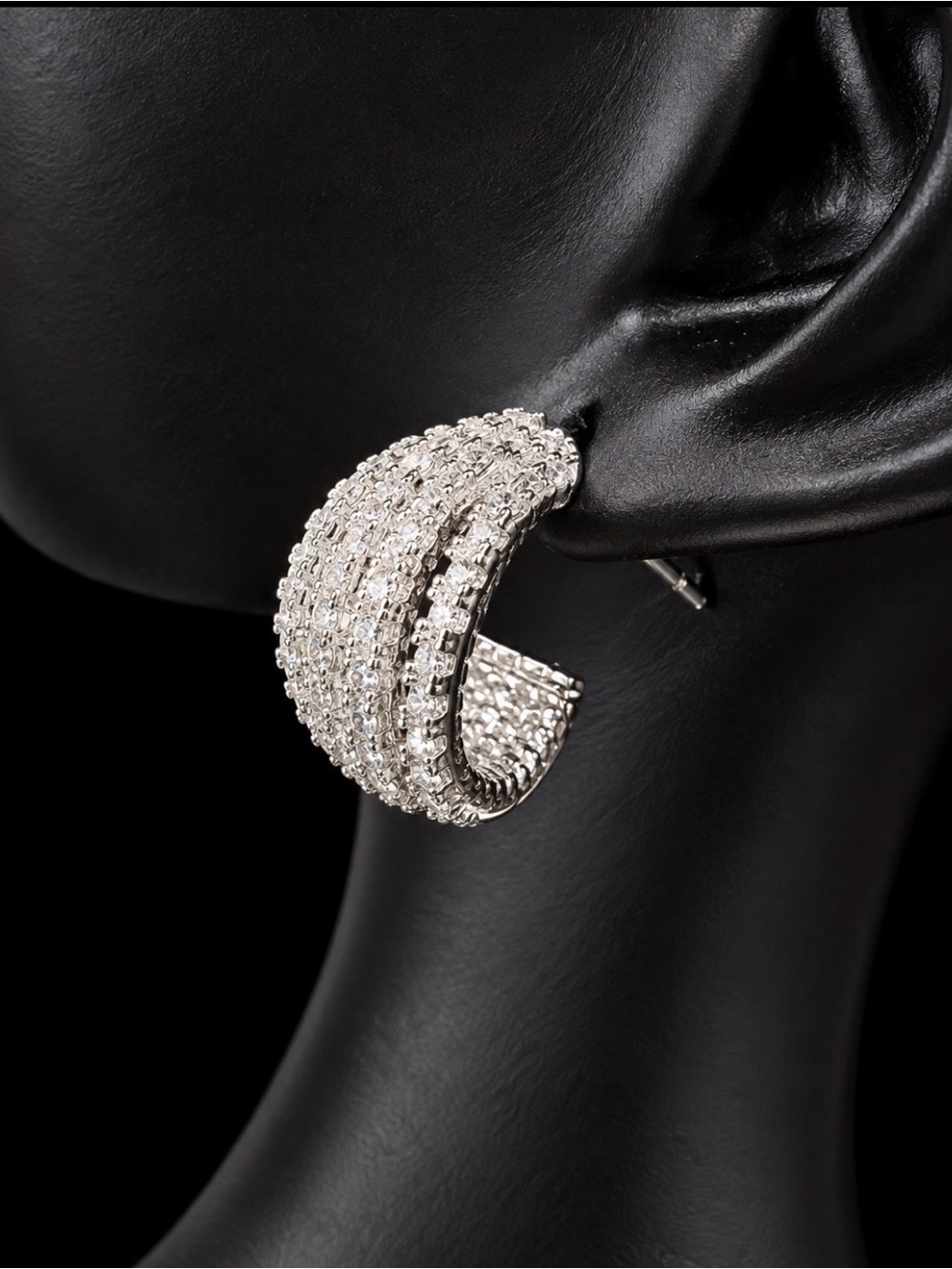 Multi-Row Crystal Hoop Earrings